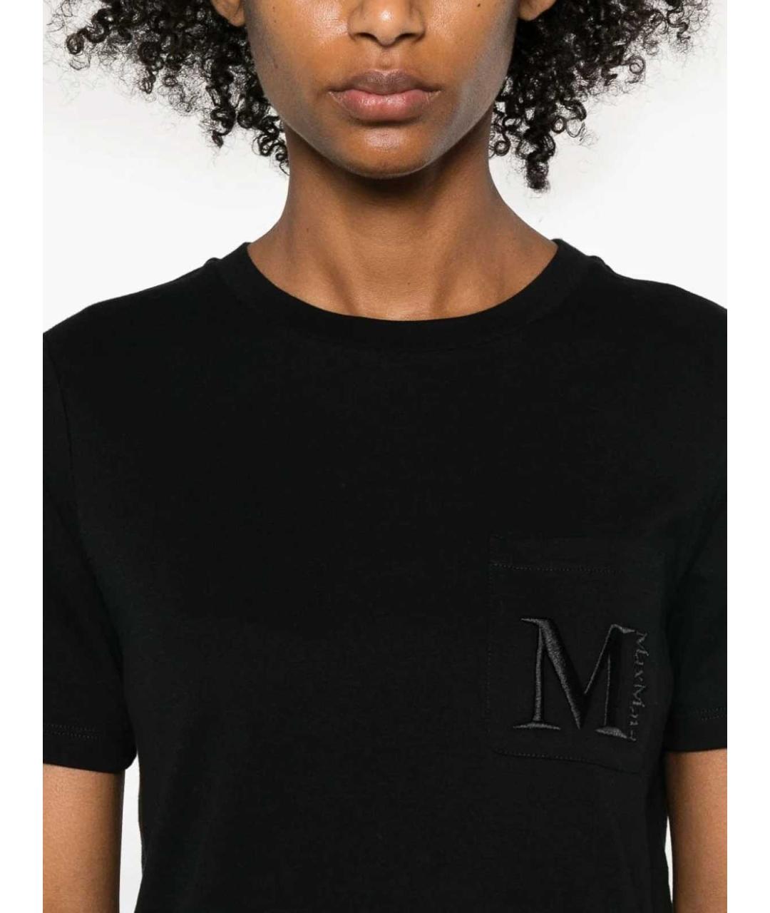 'S MAX MARA Черная хлопковая футболка, фото 4