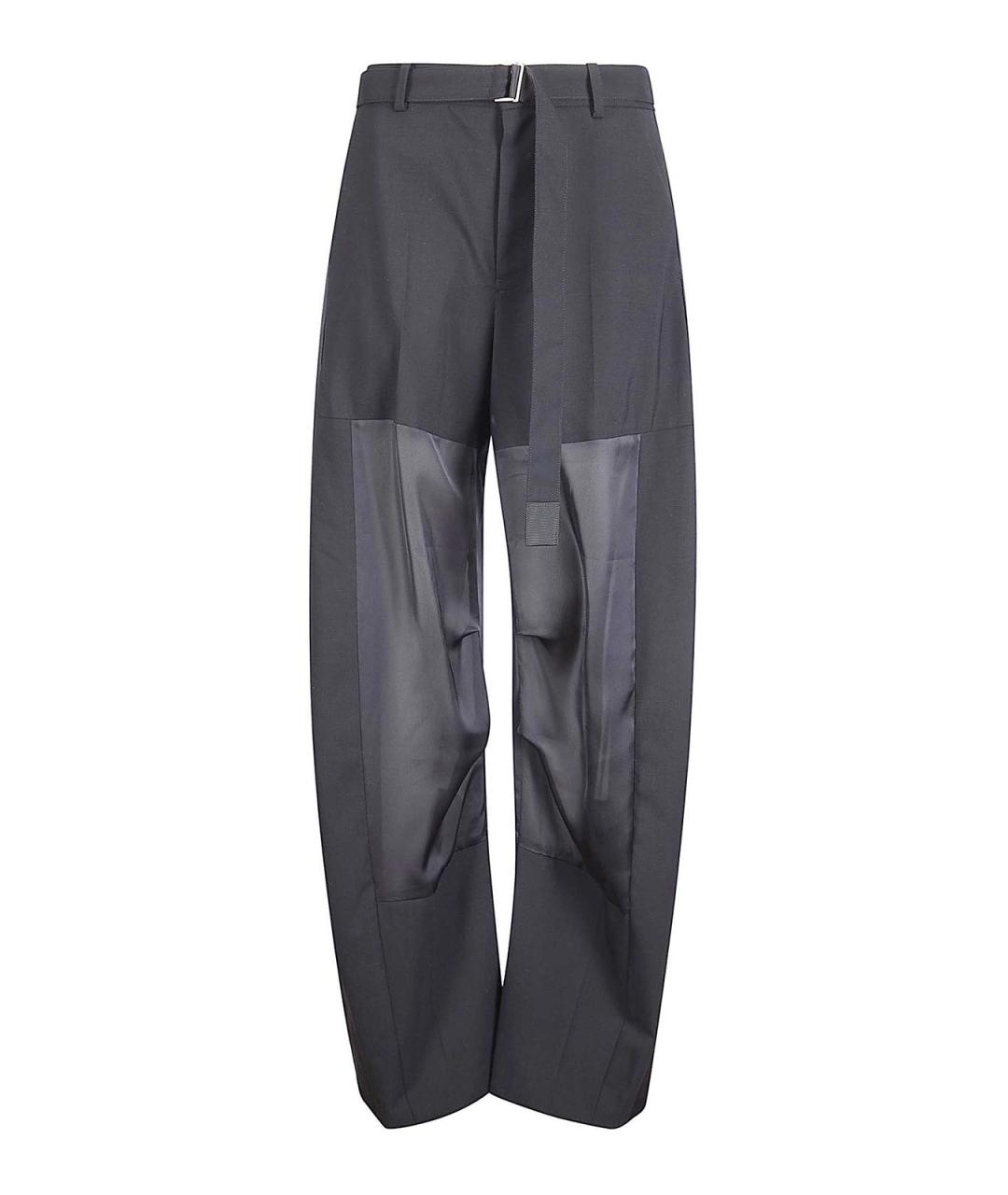 SACAI Черные шерстяные брюки широкие, фото 1