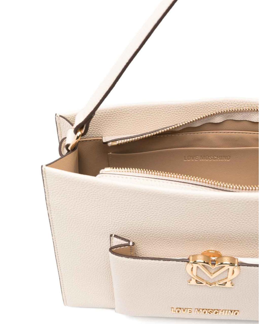 LOVE MOSCHINO Белая кожаная сумка тоут, фото 5
