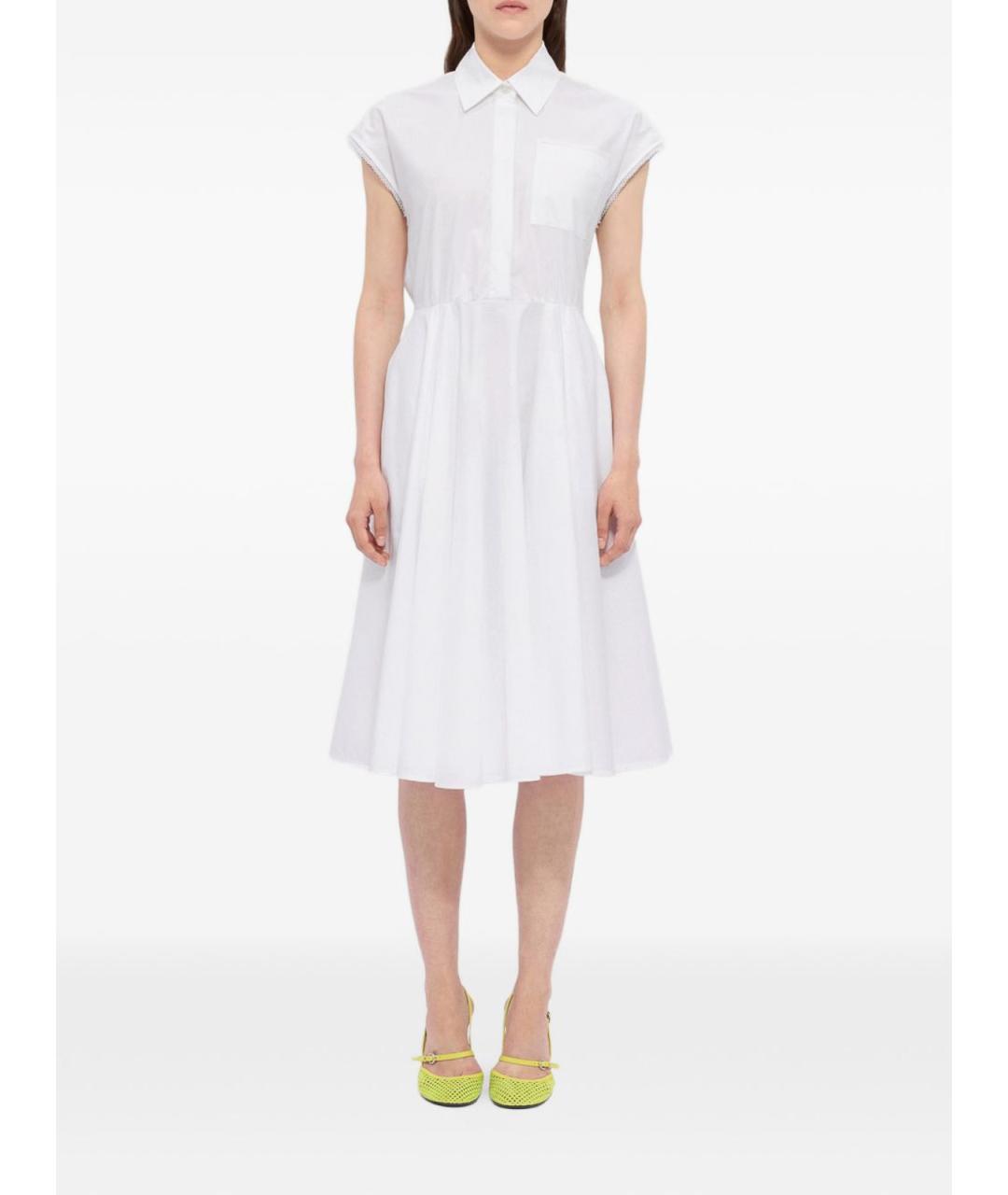 MSGM Белое хлопковое повседневное платье, фото 2