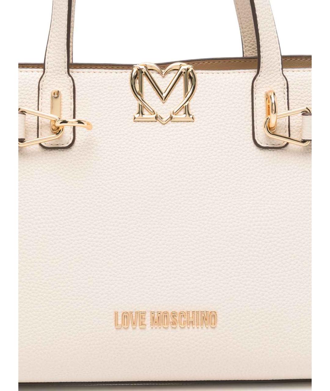 LOVE MOSCHINO Белая кожаная сумка тоут, фото 5
