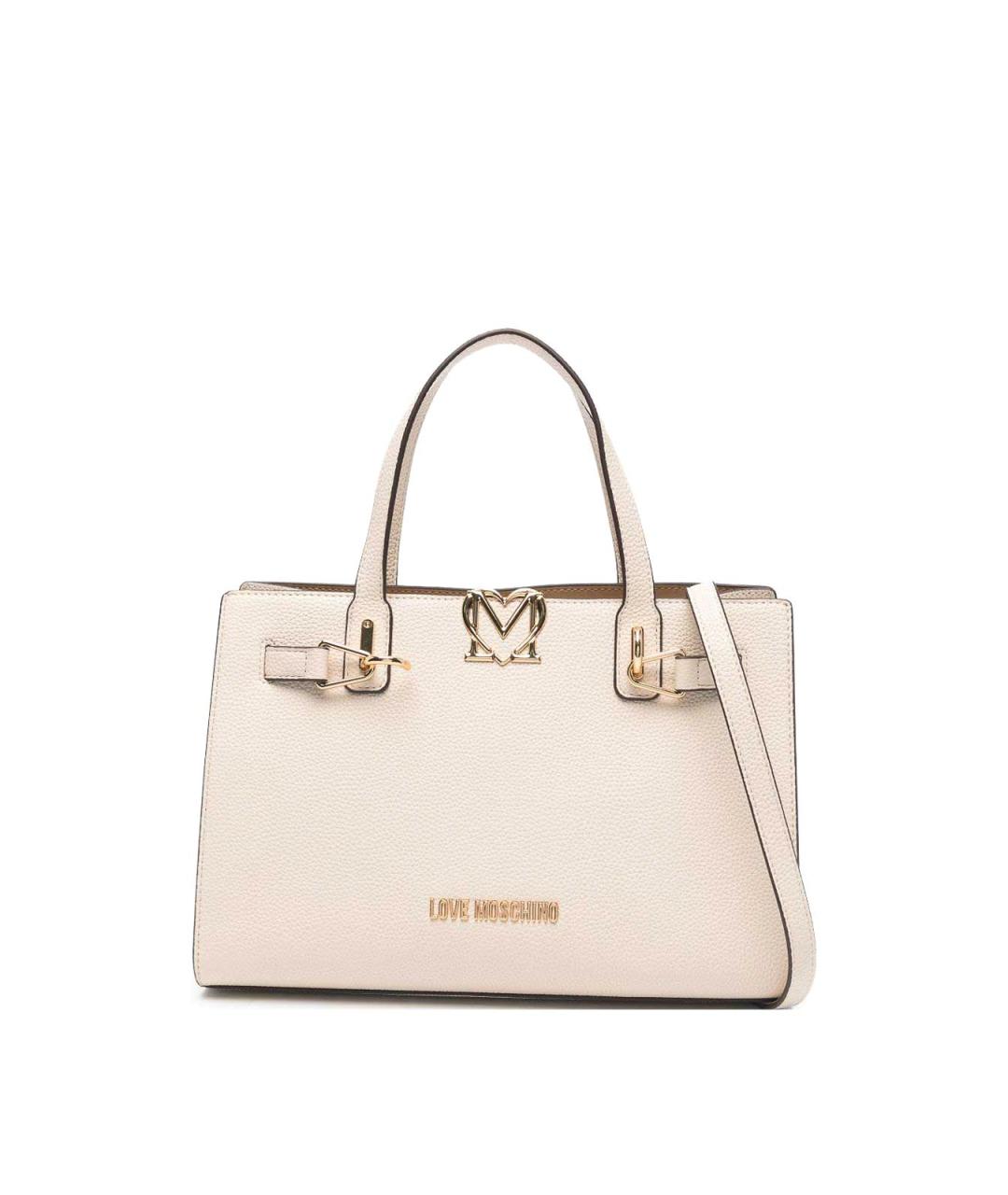 LOVE MOSCHINO Белая кожаная сумка тоут, фото 1