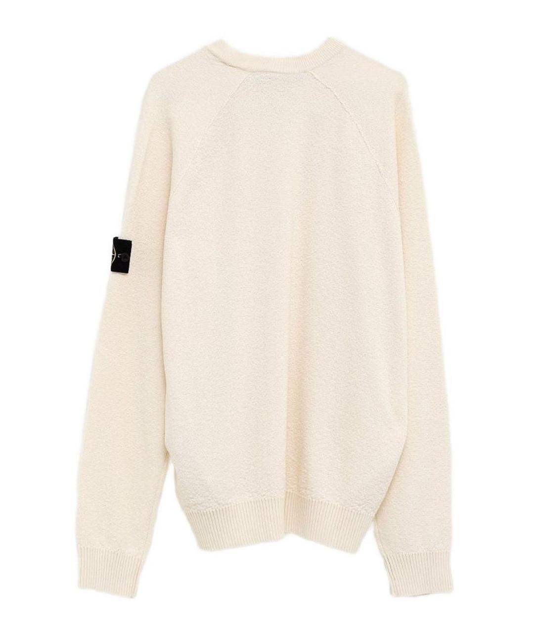 STONE ISLAND Белый хлопковый джемпер / свитер, фото 2