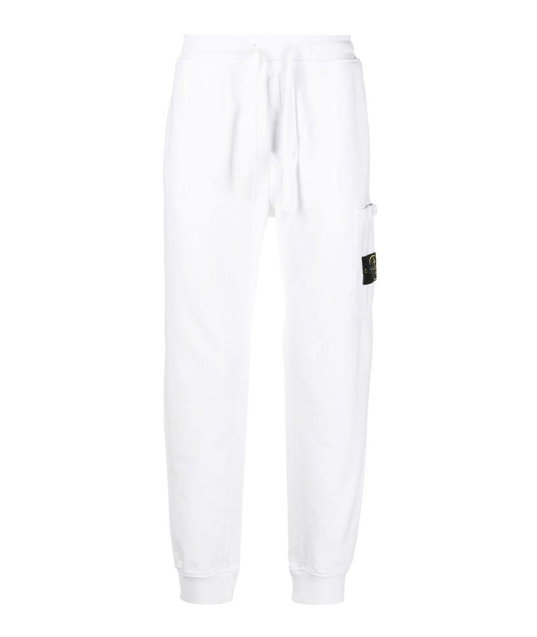 STONE ISLAND Белые хлопковые повседневные брюки, фото 1