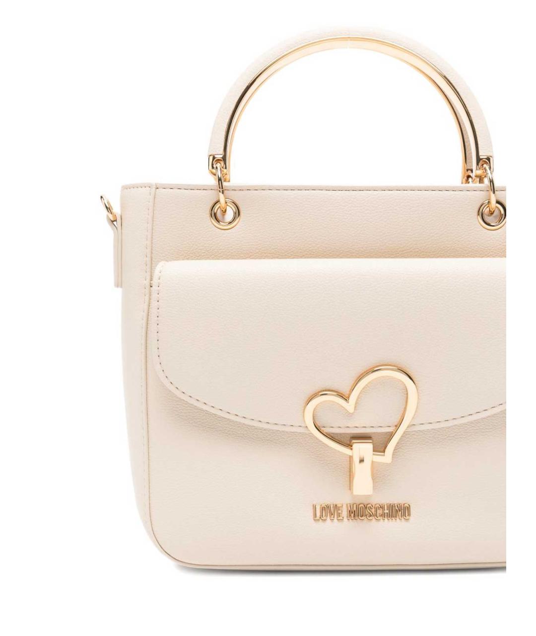 LOVE MOSCHINO Белая кожаная сумка тоут, фото 5
