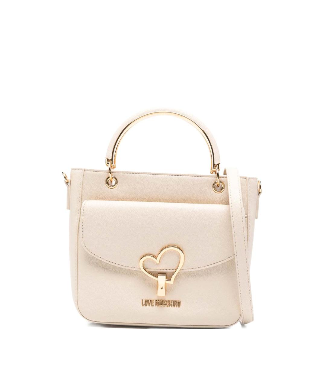 LOVE MOSCHINO Белая кожаная сумка тоут, фото 1