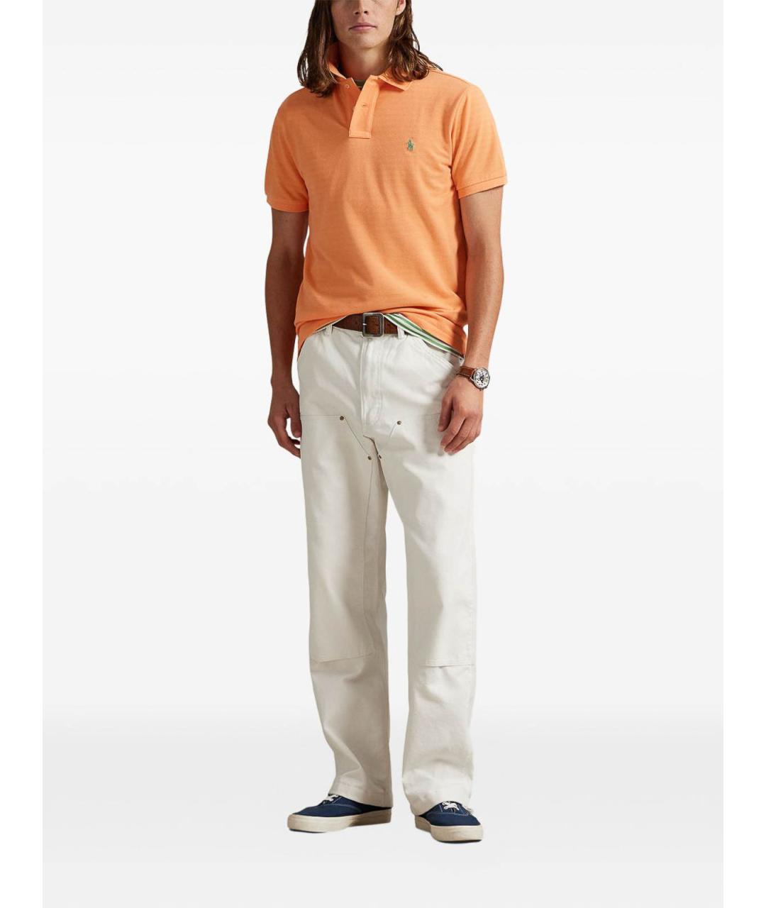 POLO RALPH LAUREN Оранжевое хлопковое поло с коротким рукавом, фото 4