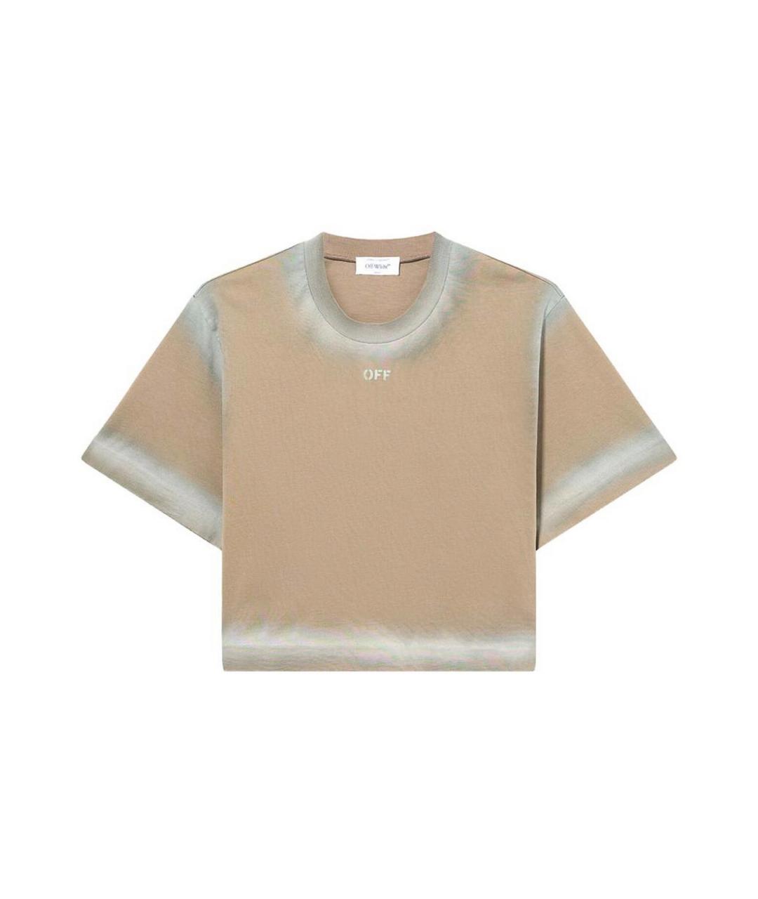 OFF-WHITE Бежевая хлопковая футболка, фото 1