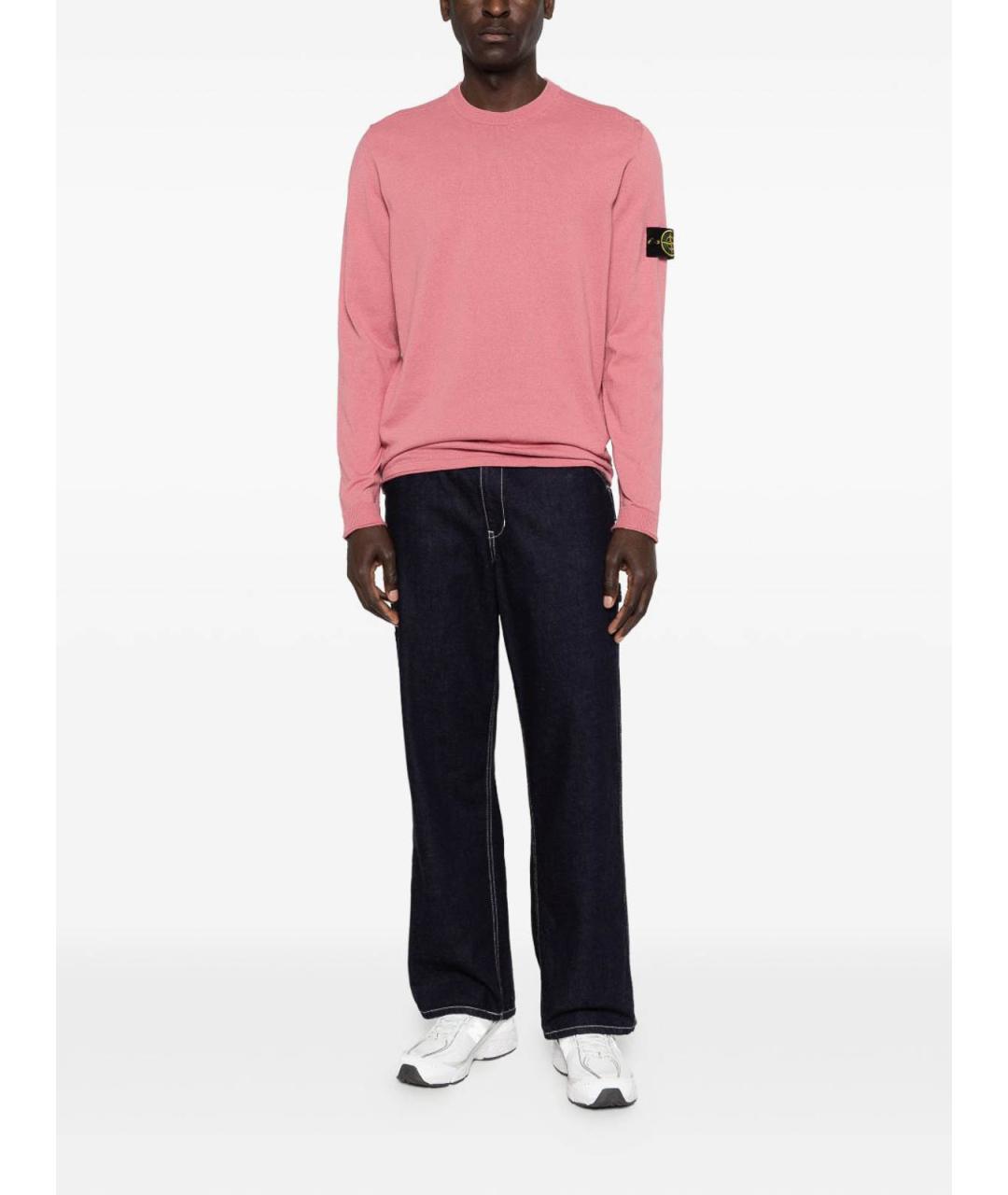 STONE ISLAND Розовый хлопковый джемпер / свитер, фото 3