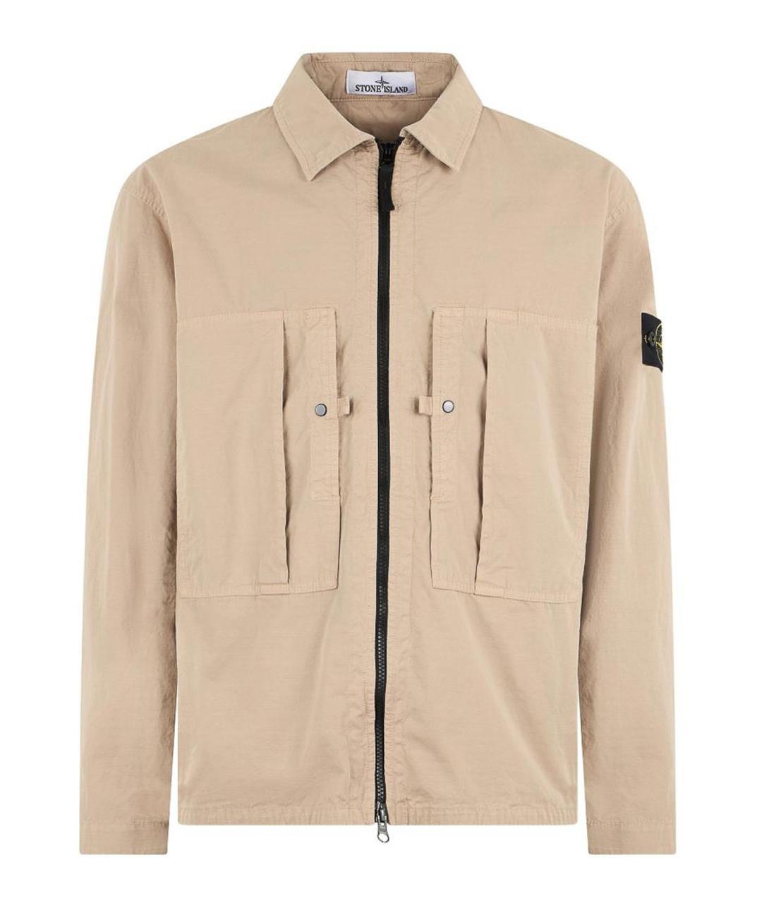 STONE ISLAND Бежевая хлопковая классическая рубашка, фото 1