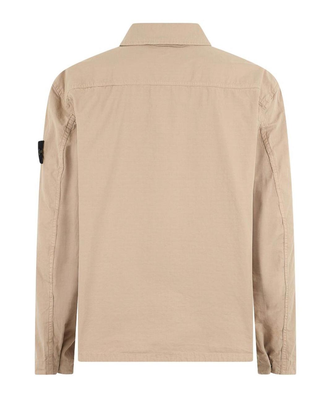 STONE ISLAND Бежевая хлопковая классическая рубашка, фото 2
