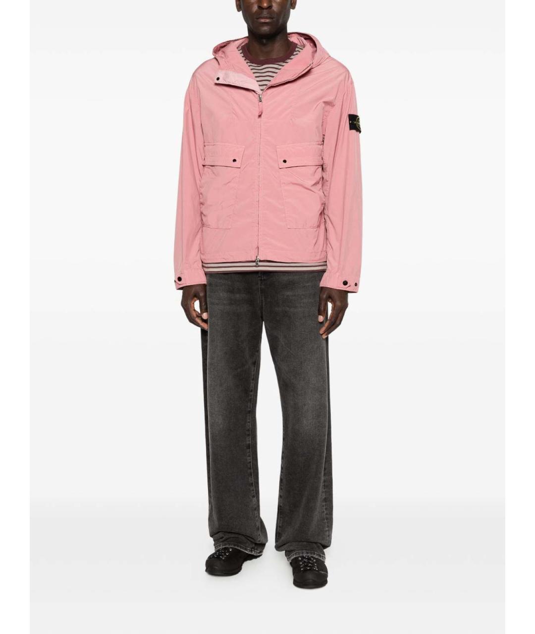 STONE ISLAND Розовая полиэстеровая куртка, фото 3