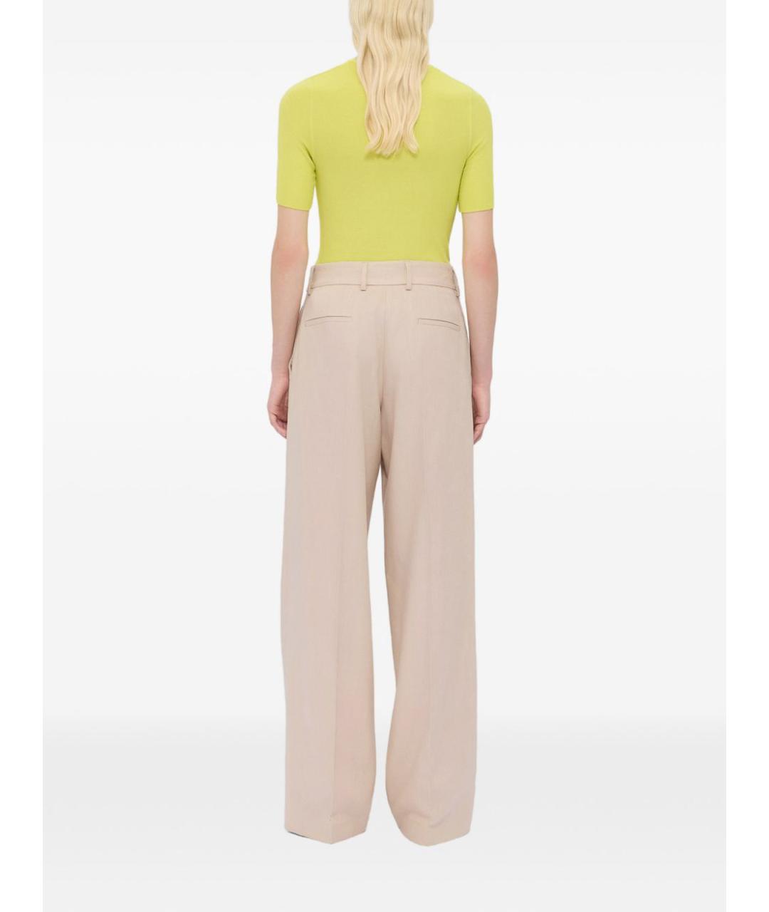 MSGM Бежевые хлопковые брюки широкие, фото 4