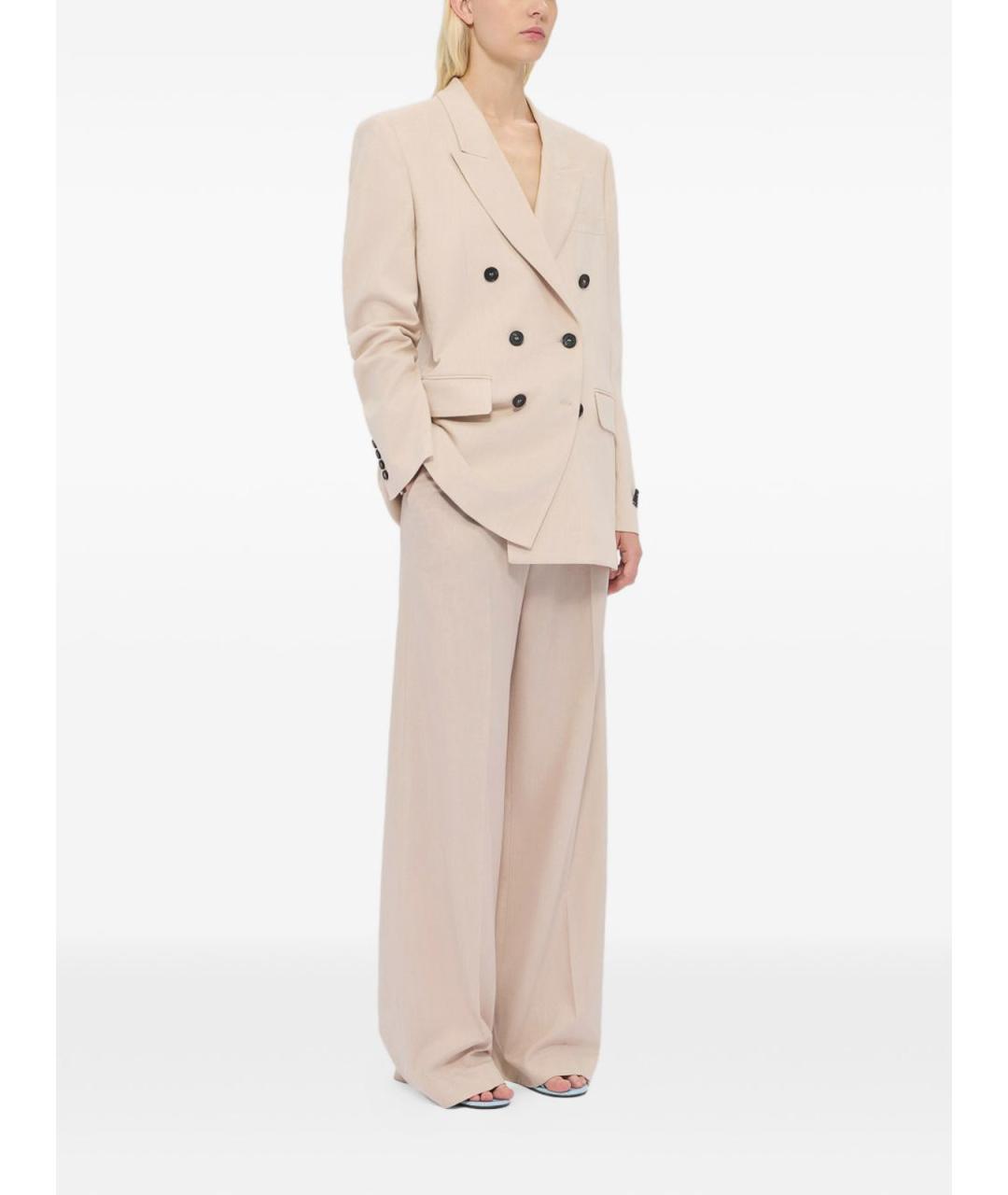 MSGM Бежевые хлопковые брюки широкие, фото 3