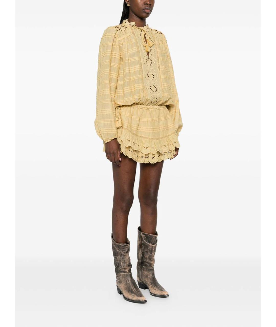 ISABEL MARANT Желтое хлопковое повседневное платье, фото 4