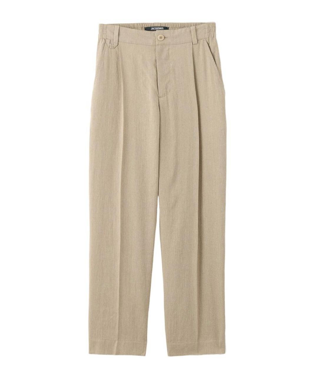 JACQUEMUS Бежевые хлопковые повседневные брюки, фото 1