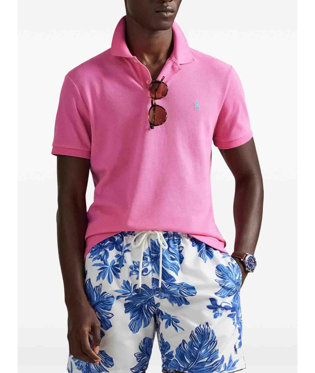 POLO RALPH LAUREN Бежевое хлопковое поло с коротким рукавом, фото 2