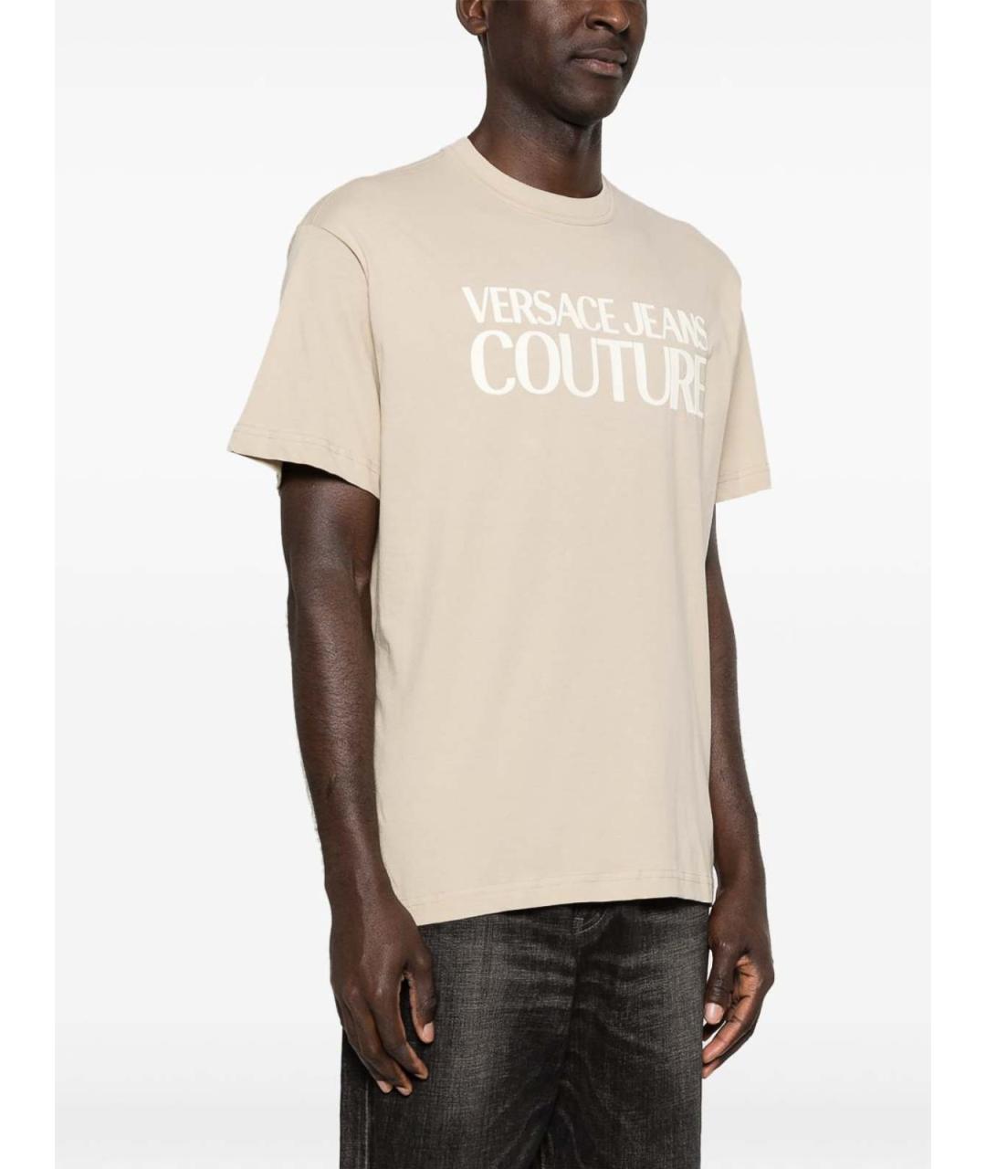 VERSACE JEANS COUTURE Бежевая хлопковая футболка, фото 2