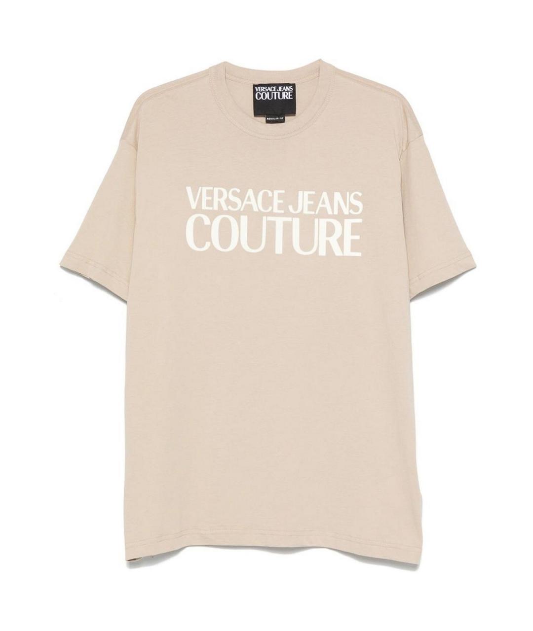 VERSACE JEANS COUTURE Бежевая хлопковая футболка, фото 1
