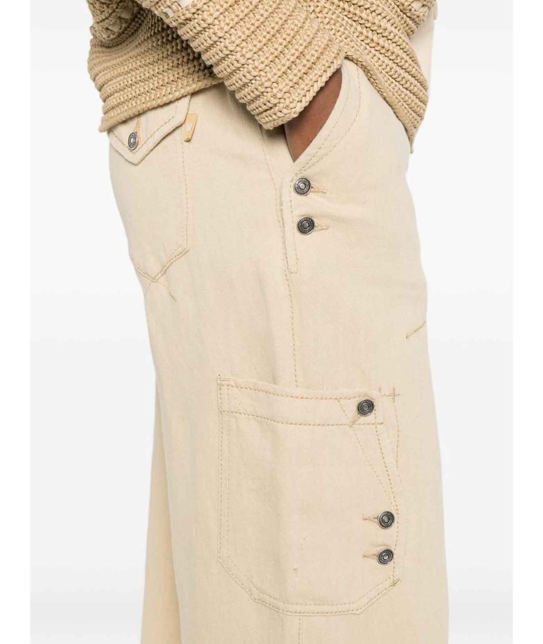 ERMANNO SCERVINO Бежевые хлопковые прямые джинсы, фото 2