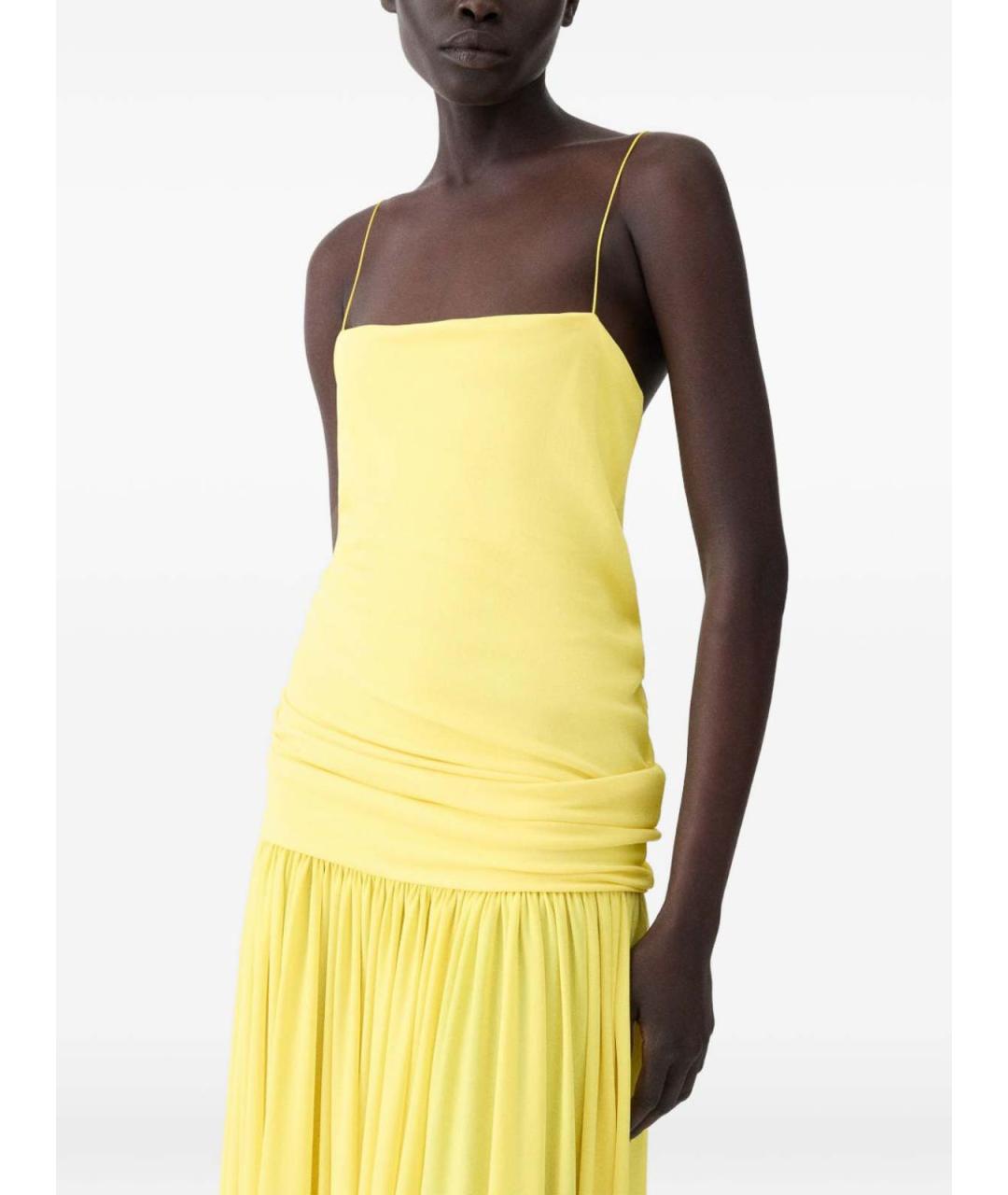 JACQUEMUS Желтое вискозное коктейльное платье, фото 5