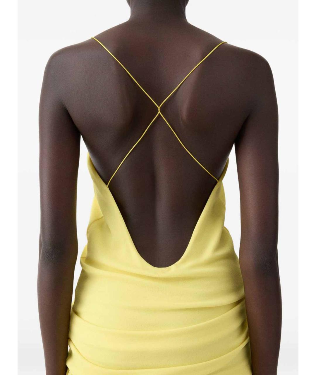 JACQUEMUS Желтое вискозное коктейльное платье, фото 2