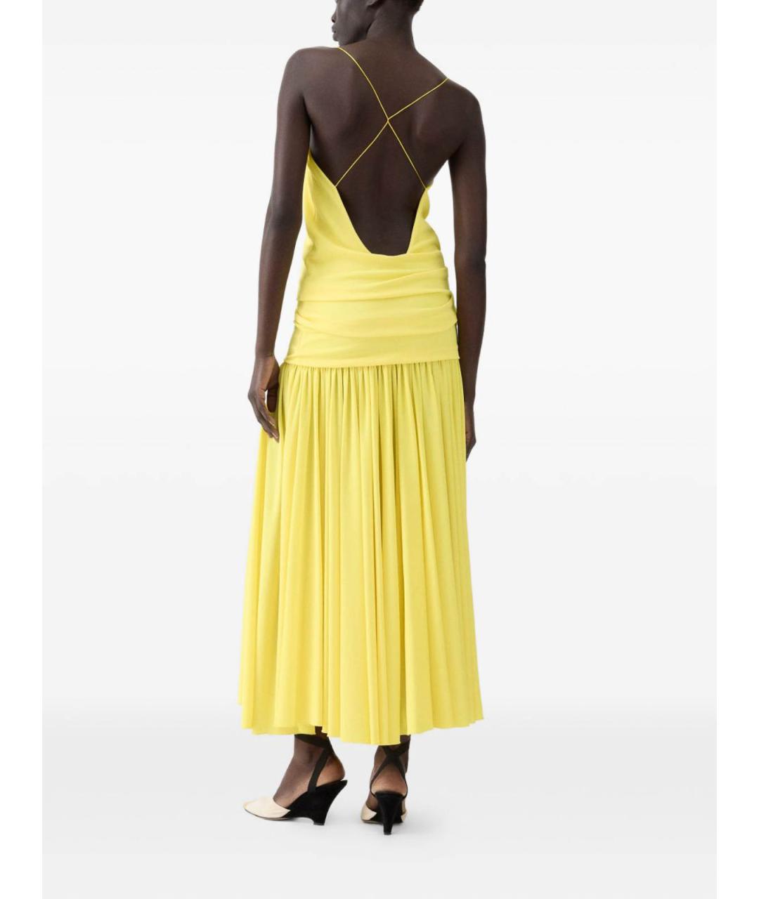 JACQUEMUS Желтое вискозное коктейльное платье, фото 3