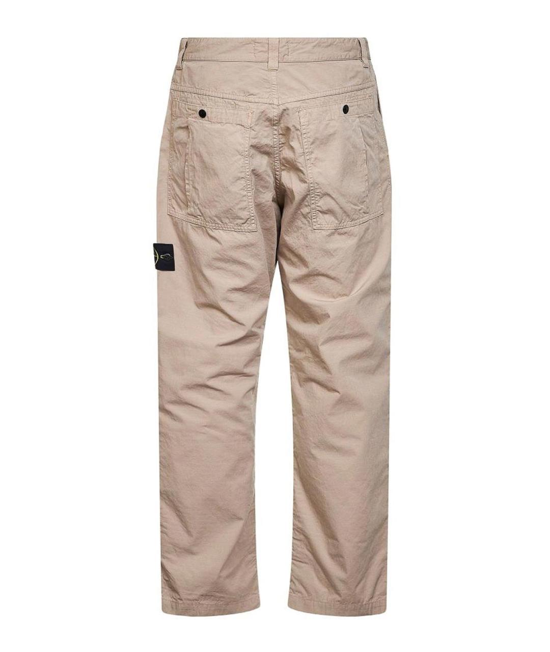 STONE ISLAND Бежевые хлопковые повседневные брюки, фото 2