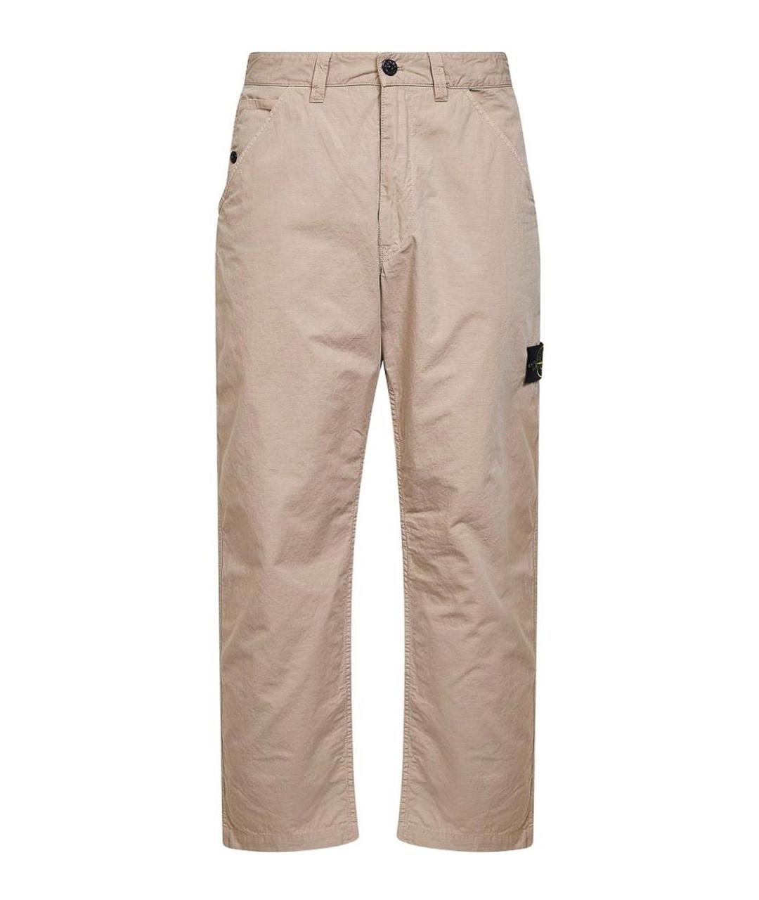 STONE ISLAND Бежевые хлопковые повседневные брюки, фото 1