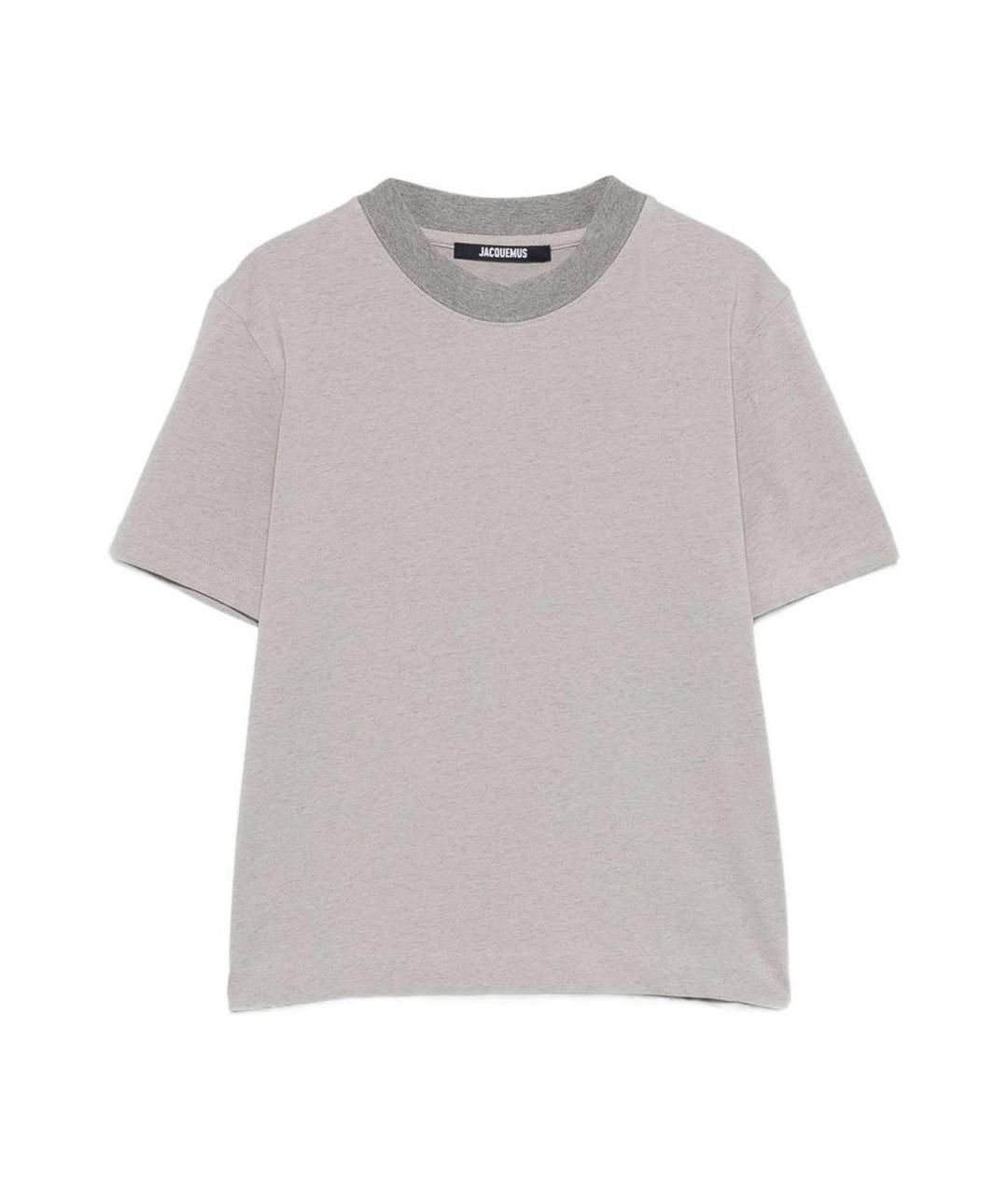 JACQUEMUS Серая хлопковая футболка, фото 1
