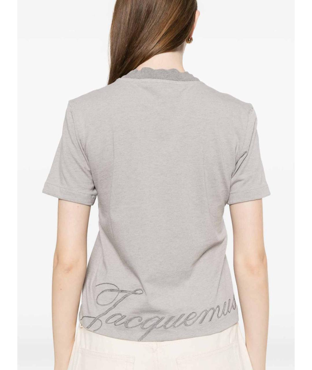 JACQUEMUS Серая хлопковая футболка, фото 4