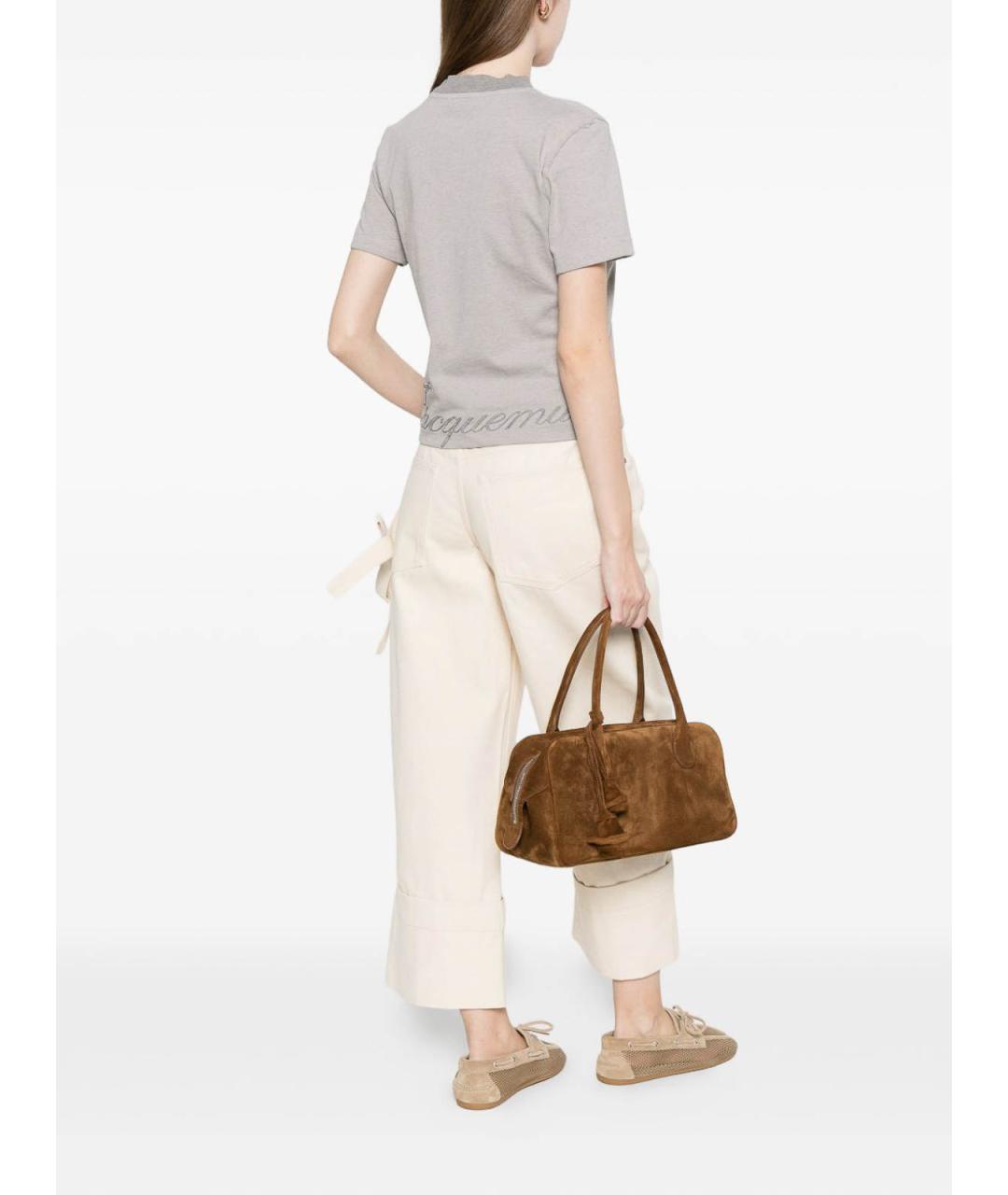 JACQUEMUS Серая хлопковая футболка, фото 3