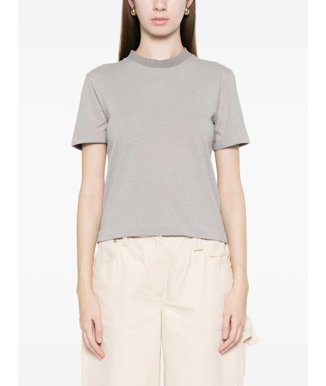 JACQUEMUS Серая хлопковая футболка, фото 5