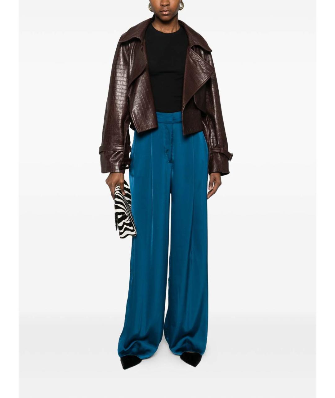 MICHAEL KORS Синие шерстяные брюки широкие, фото 4