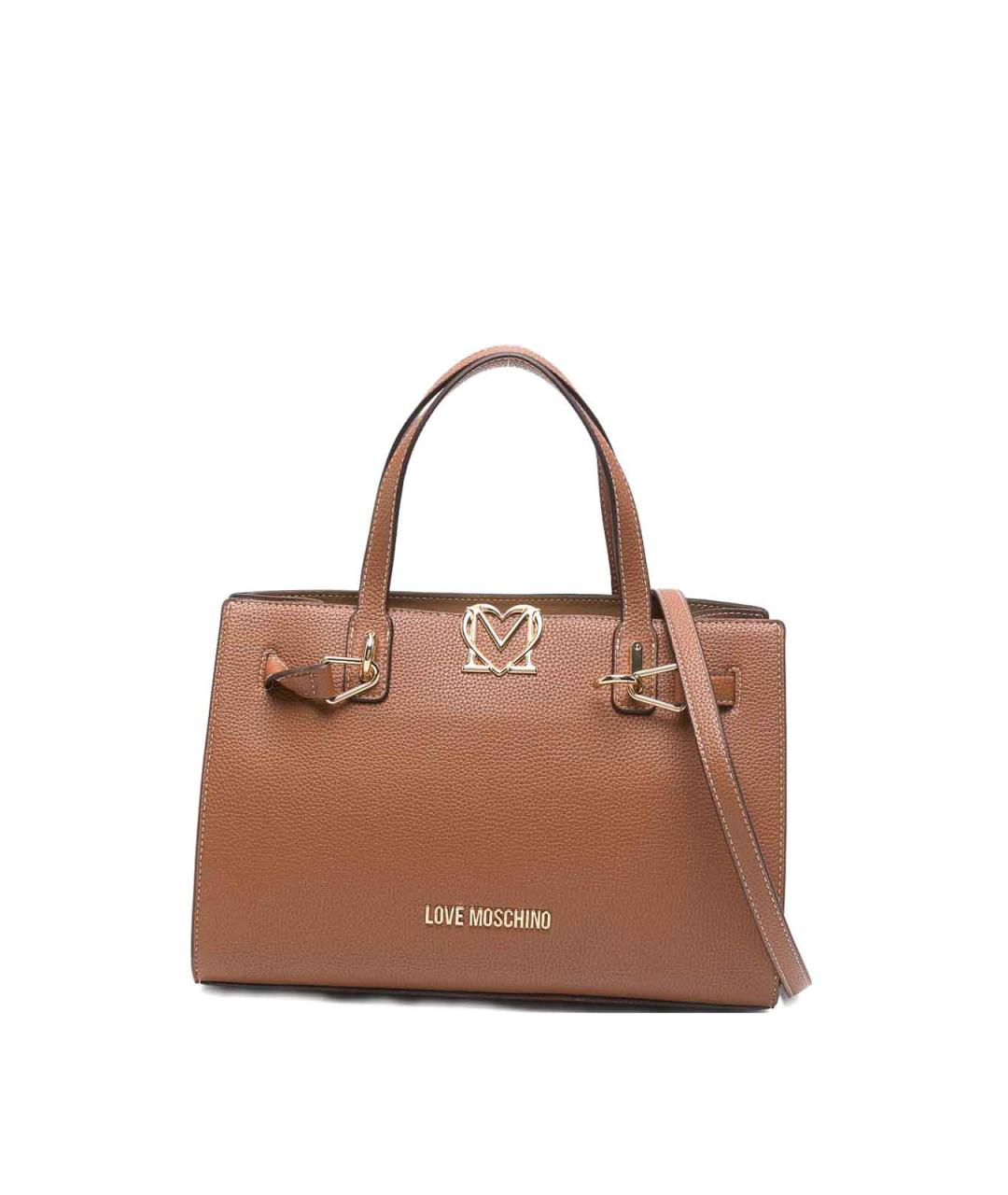 LOVE MOSCHINO Коричневая кожаная сумка тоут, фото 1