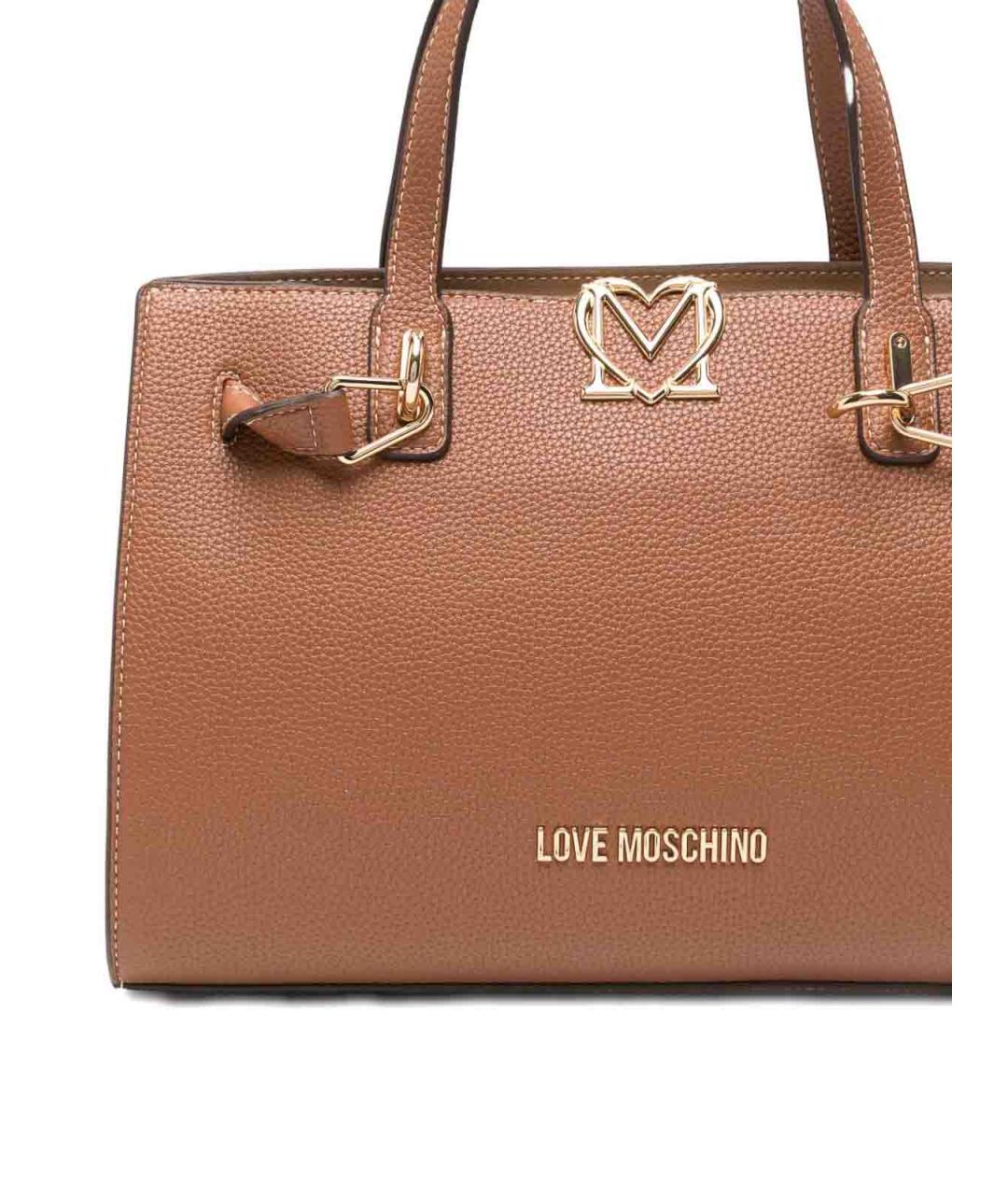 LOVE MOSCHINO Коричневая кожаная сумка тоут, фото 5