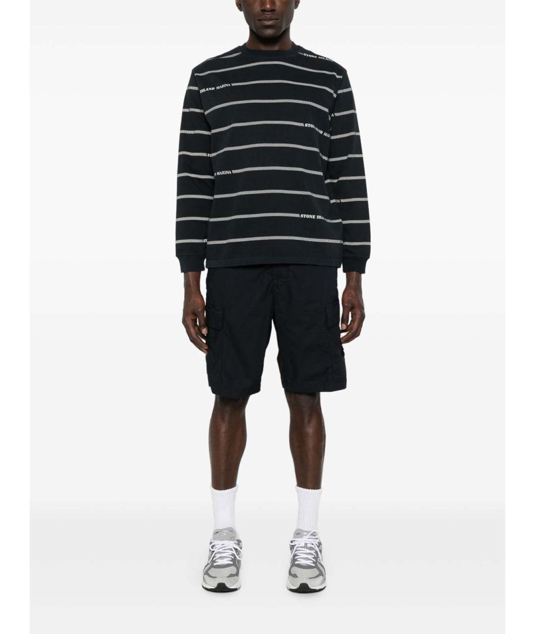 STONE ISLAND Темно-синие хлопковые шорты, фото 5