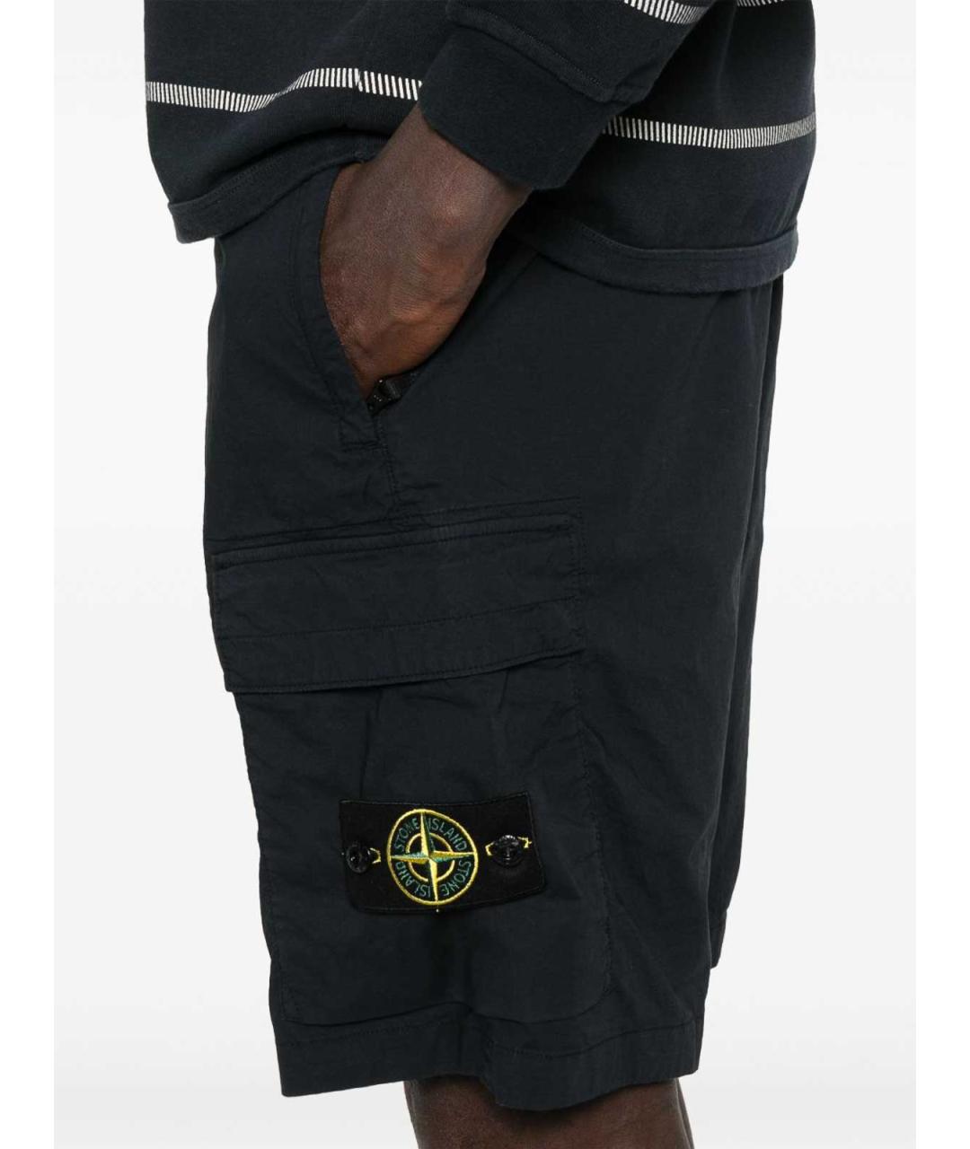 STONE ISLAND Темно-синие хлопковые шорты, фото 2