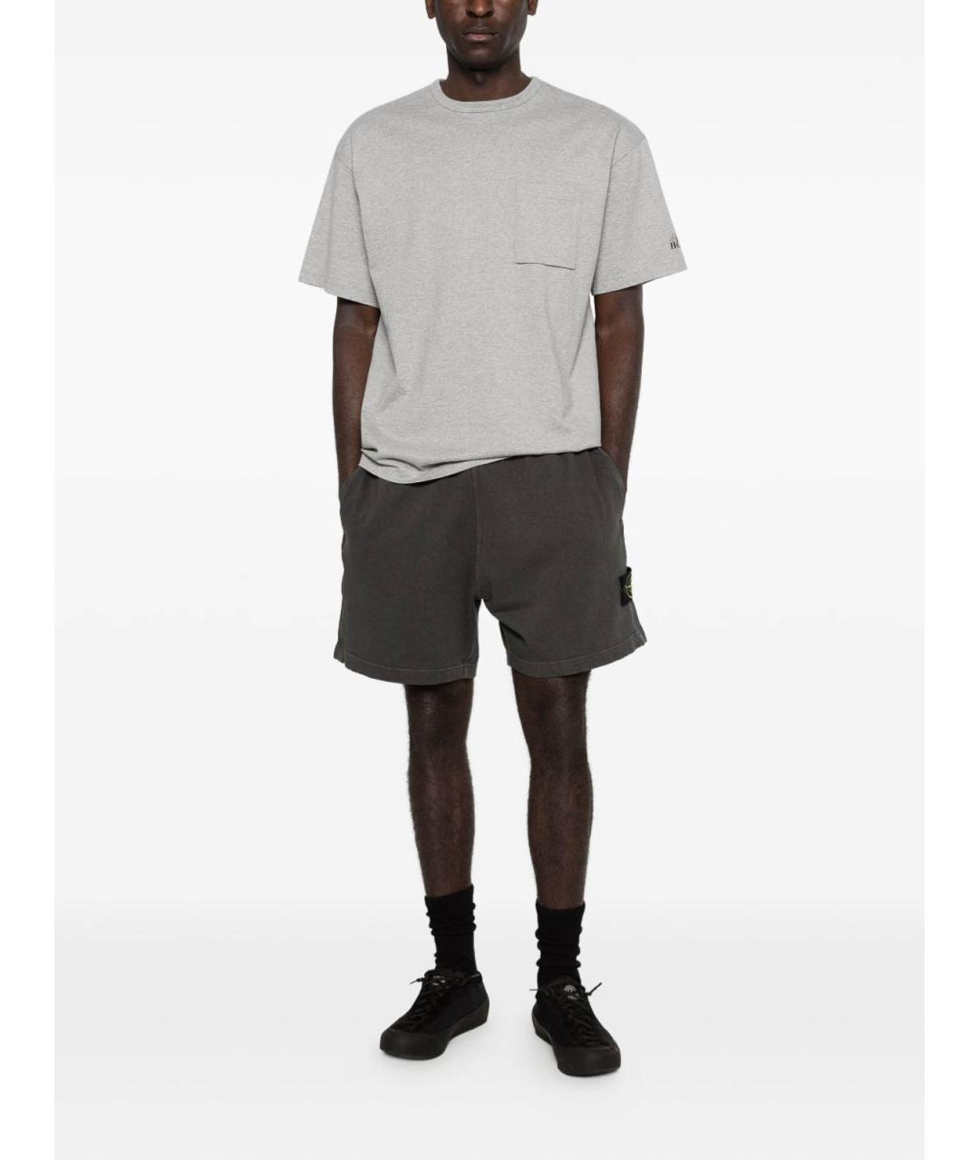 STONE ISLAND Серые хлопковые шорты, фото 4