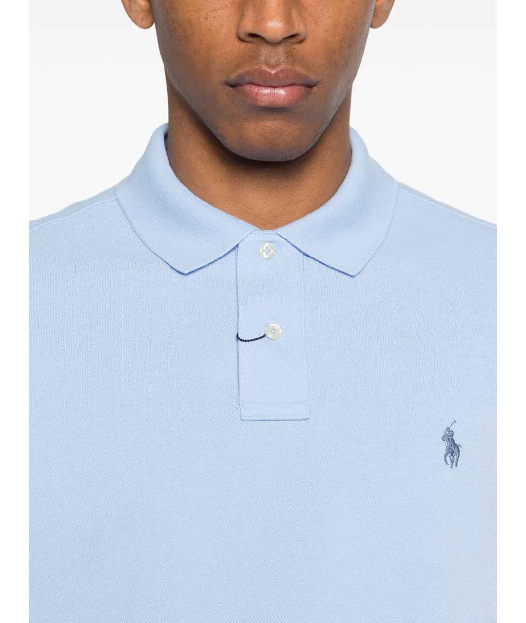 POLO RALPH LAUREN Синее хлопковое поло с коротким рукавом, фото 2