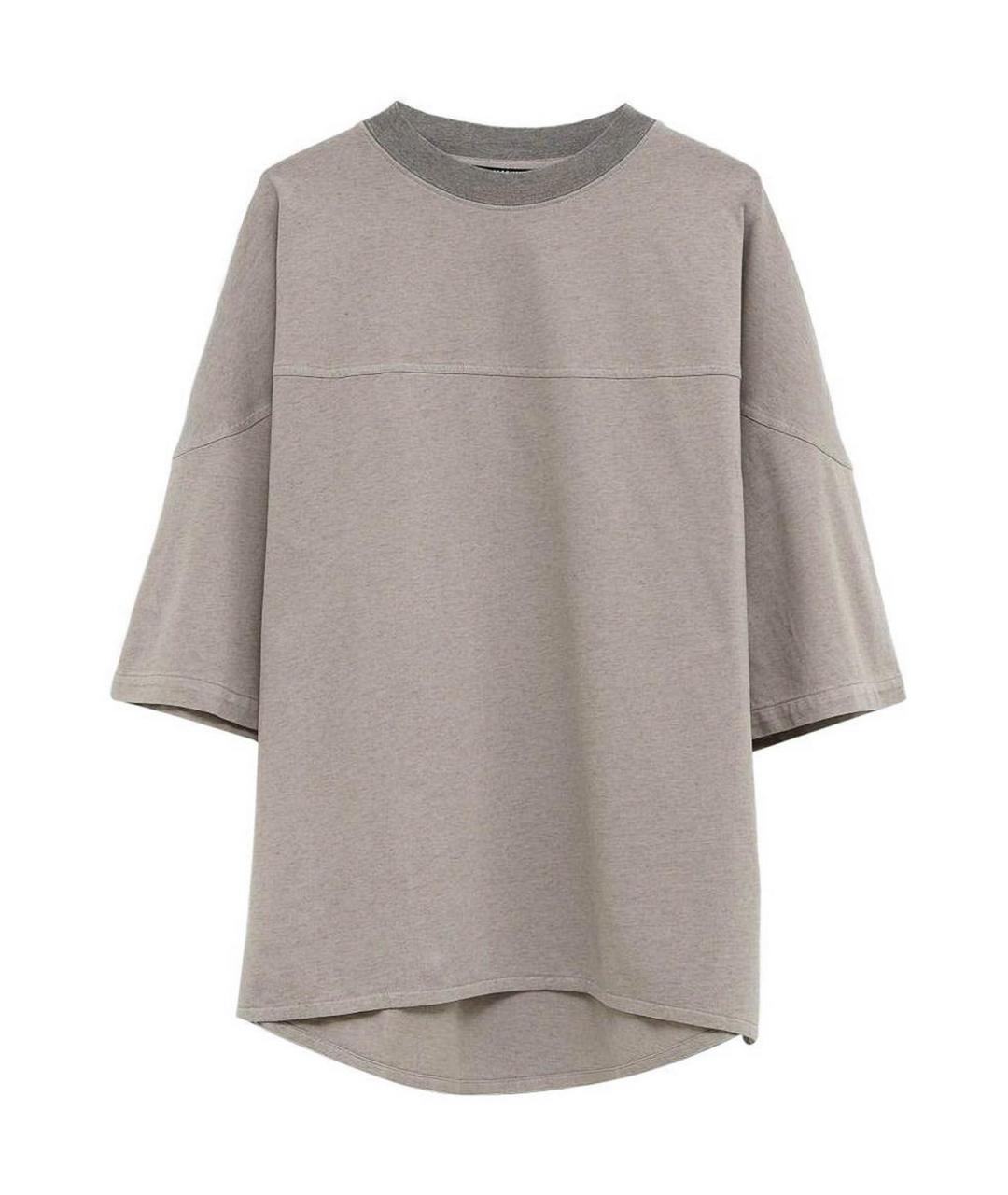 JACQUEMUS Серая хлопковая футболка, фото 1