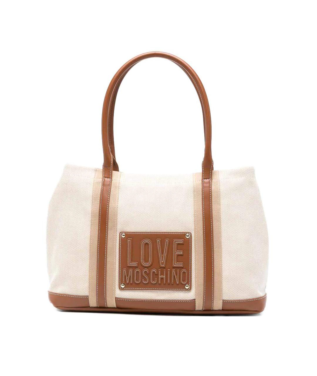 LOVE MOSCHINO Коричневая хлопковая сумка тоут, фото 1