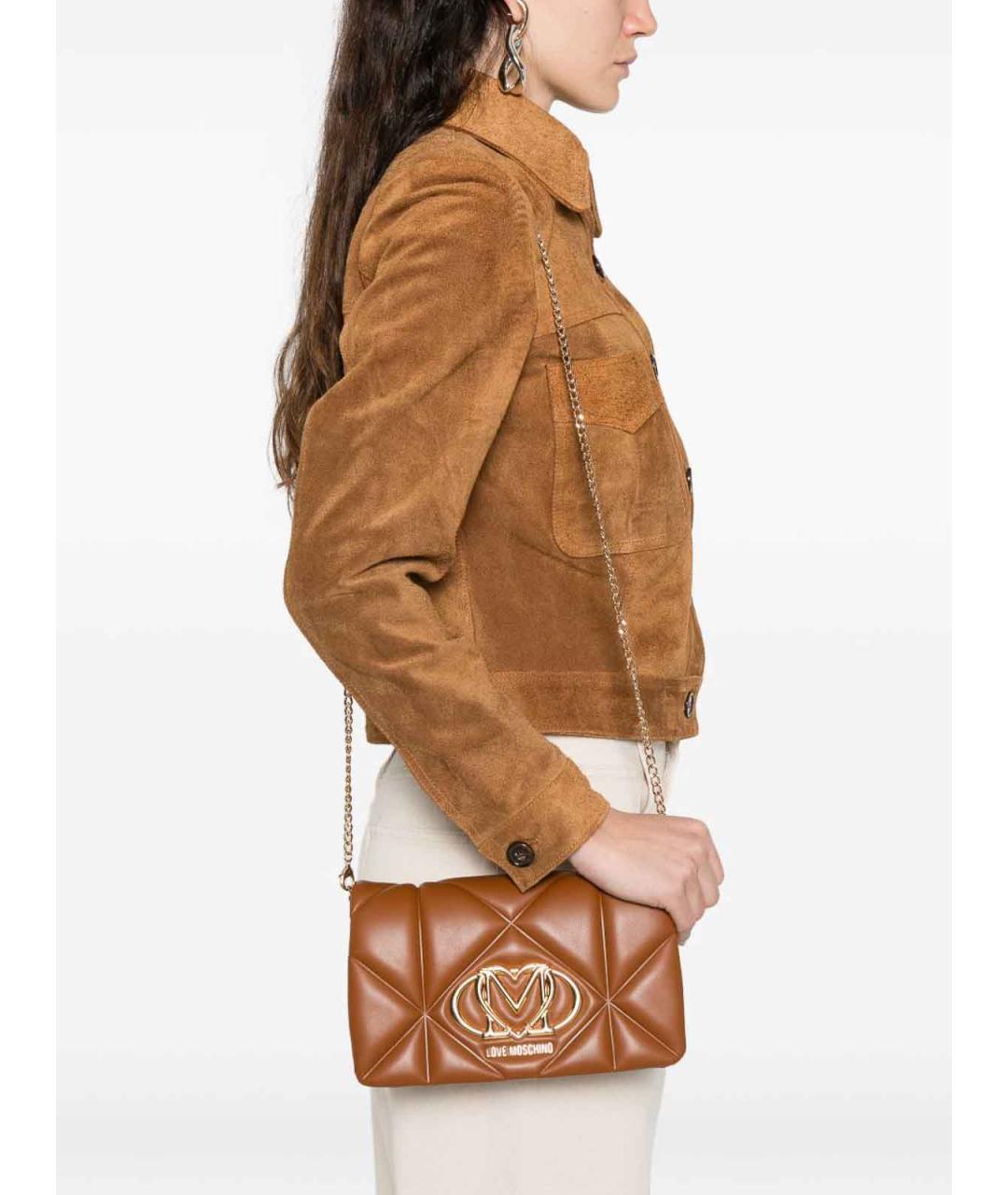 LOVE MOSCHINO Коричневая сумка тоут из искусственной кожи, фото 4