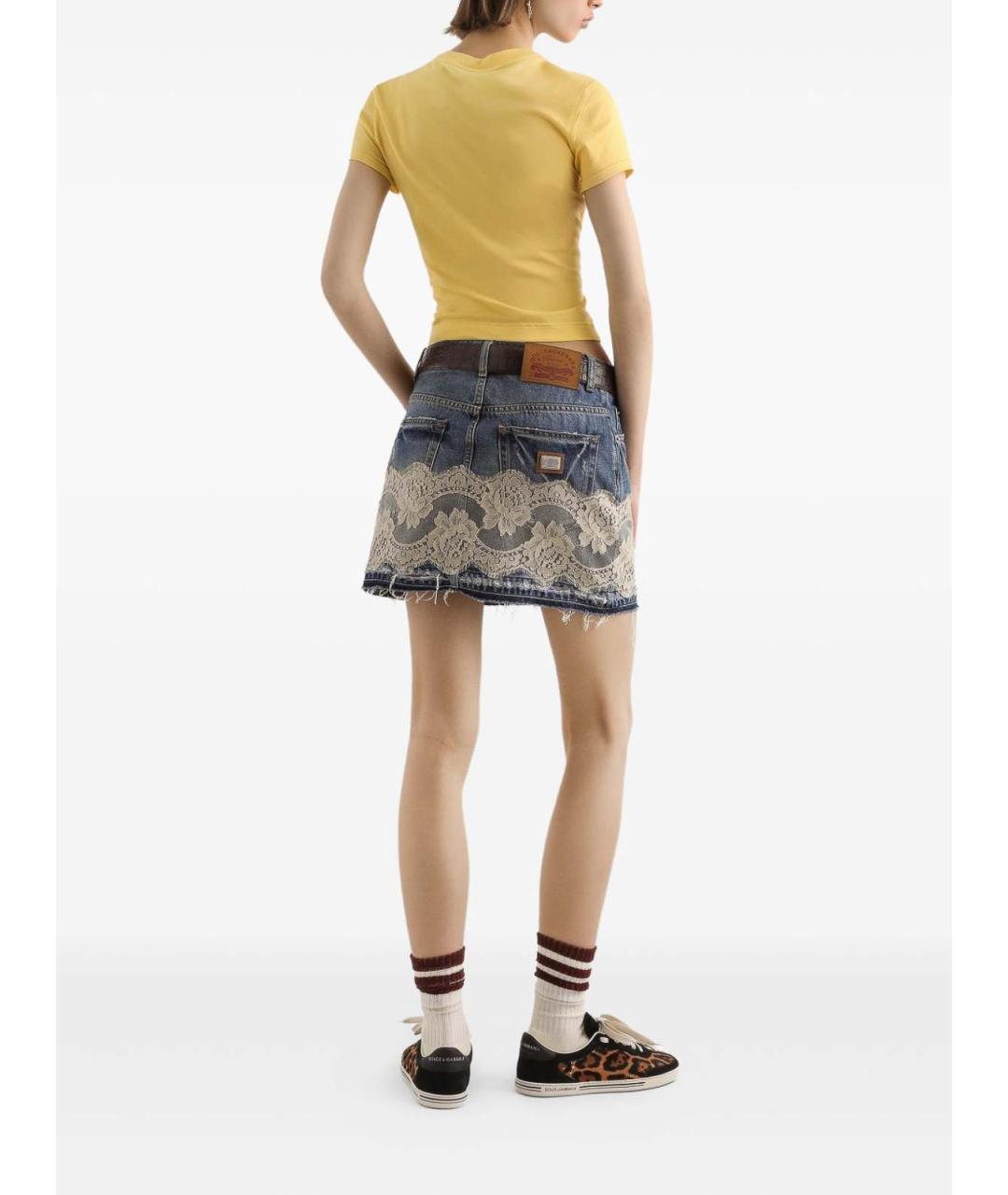 DOLCE&GABBANA Синяя хлопковая юбка мини, фото 3