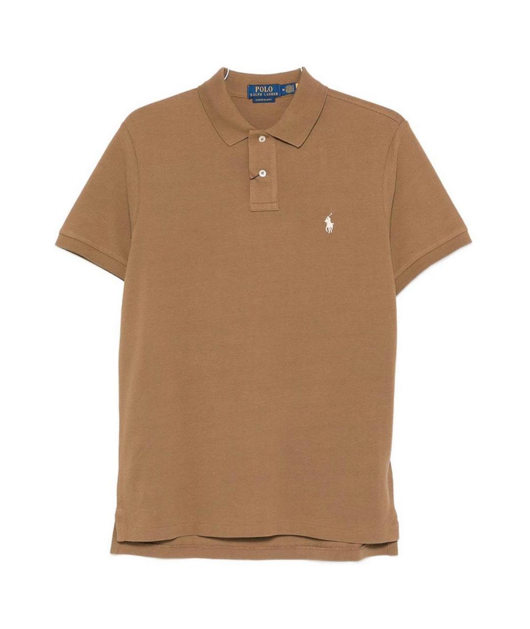 POLO RALPH LAUREN Коричневое хлопковое поло с коротким рукавом, фото 1