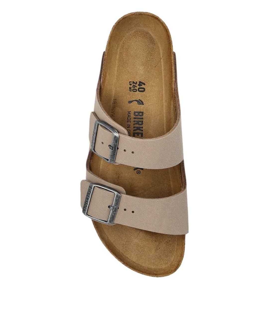 BIRKENSTOCK Бежевые кожаные шлепанцы, фото 6