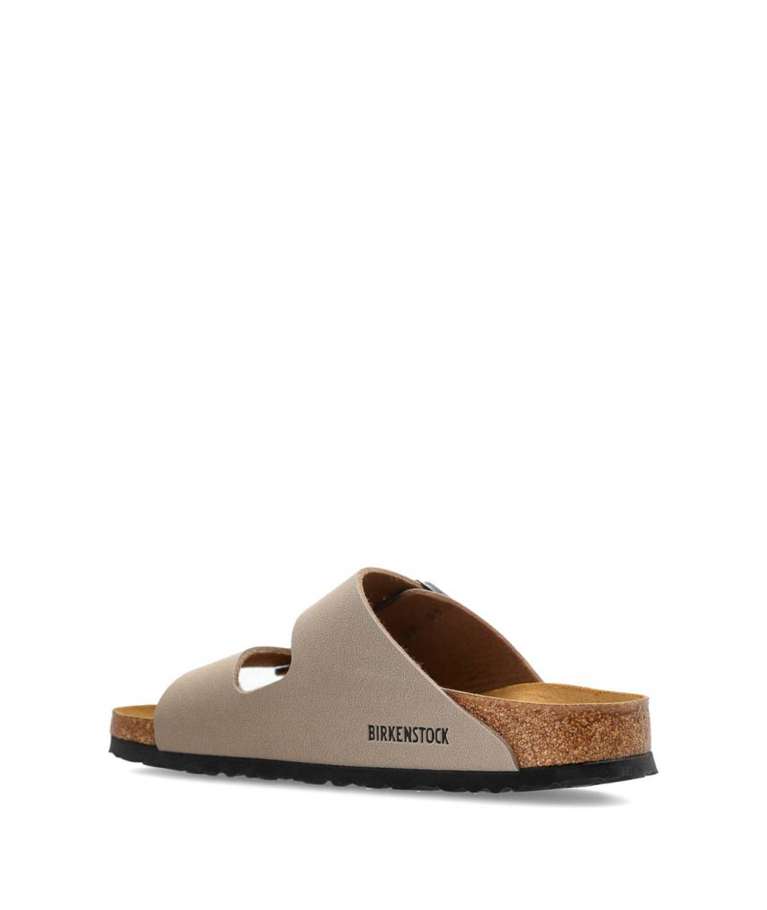 BIRKENSTOCK Бежевые кожаные шлепанцы, фото 5