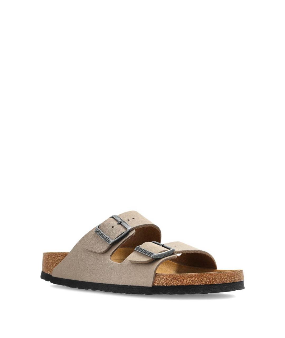 BIRKENSTOCK Бежевые кожаные шлепанцы, фото 4