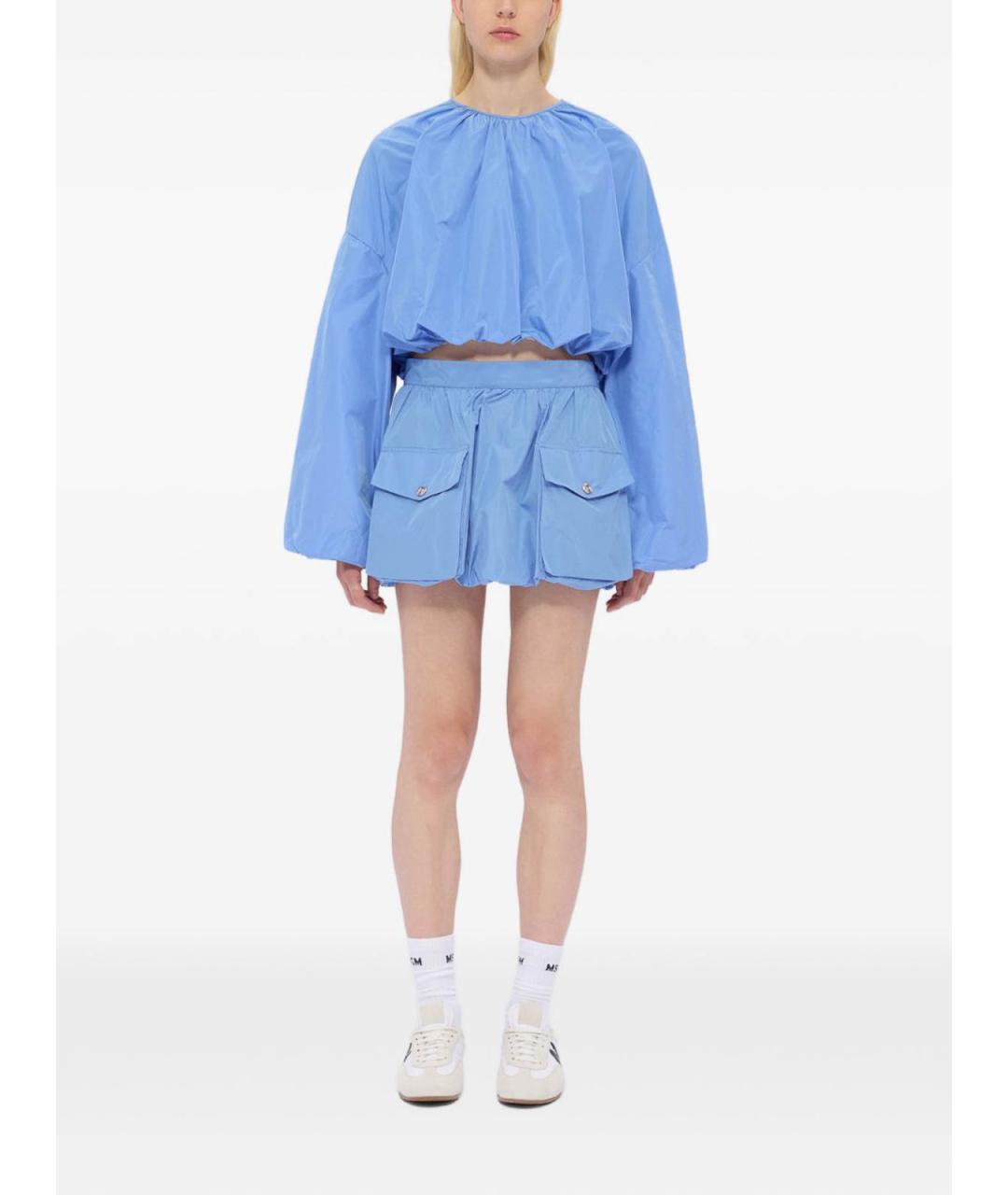 MSGM Голубая полиэстеровая юбка мини, фото 4