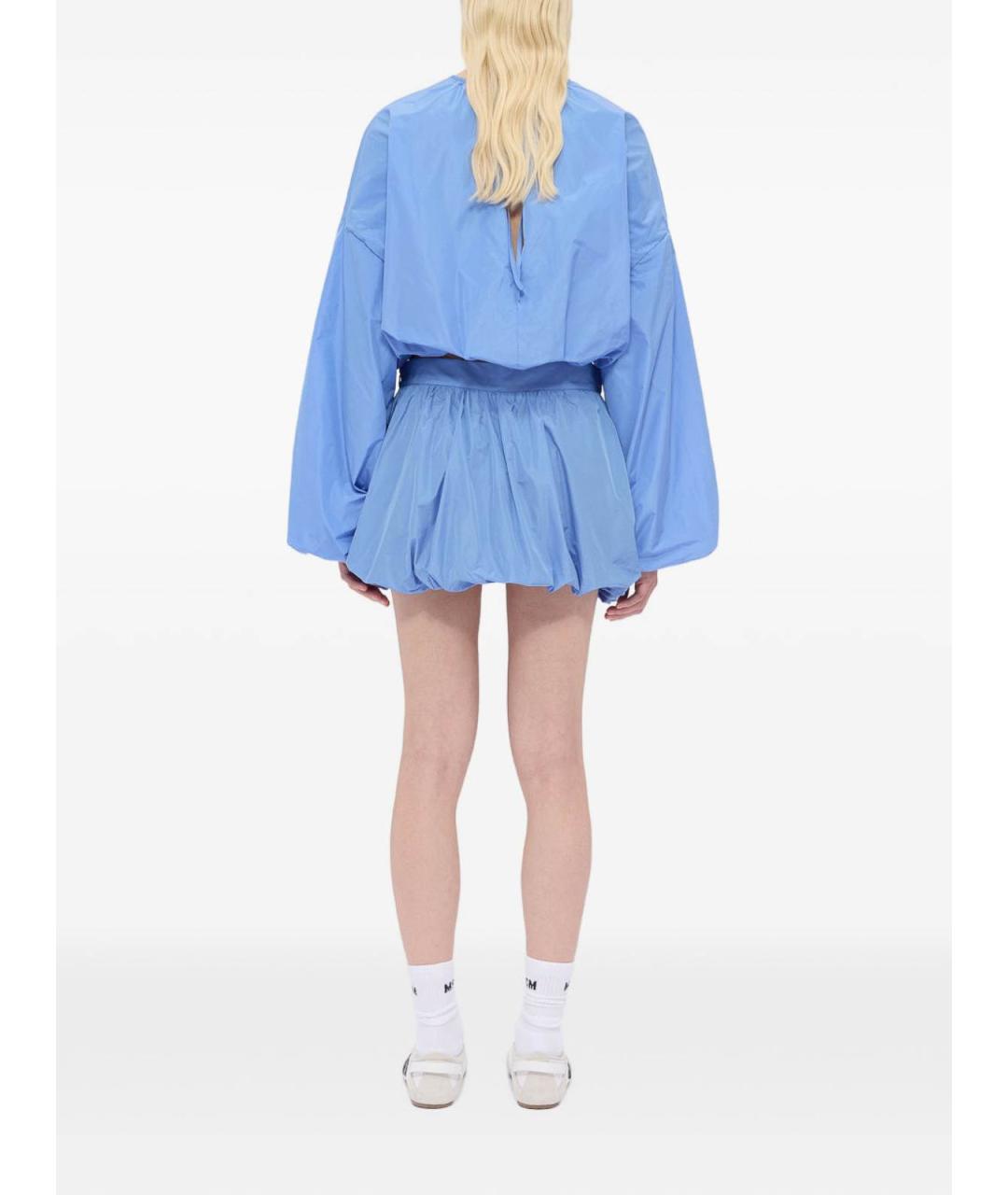 MSGM Голубая полиэстеровая юбка мини, фото 2